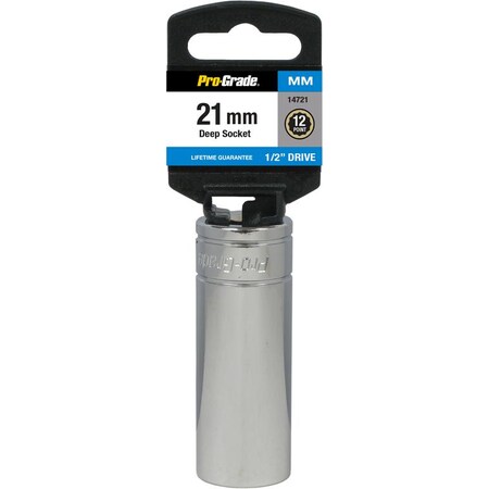 Pro-Grade Tools 1/2" Dr. 12 Pt. 21Mm Deep Socket 14721
